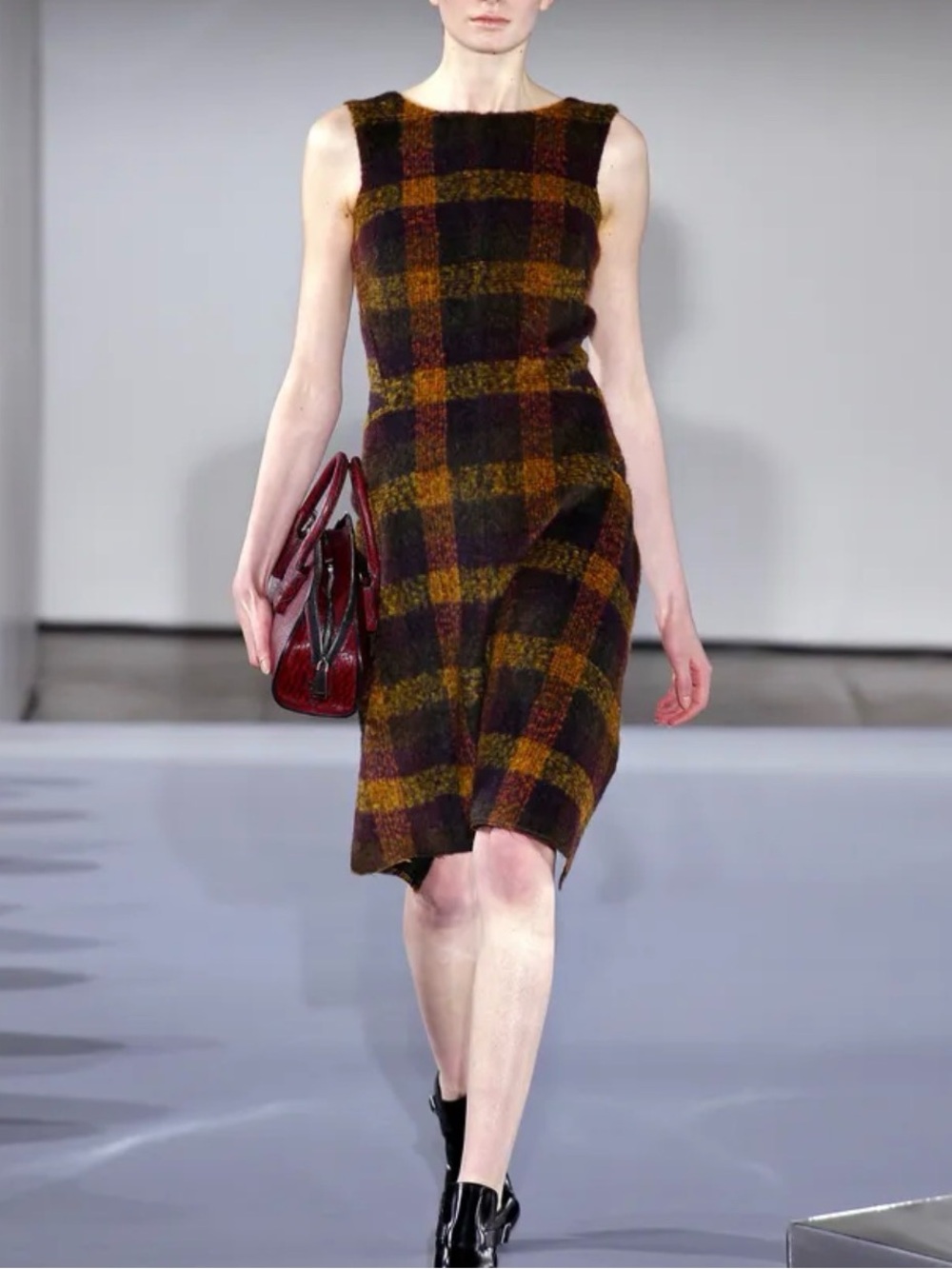 Jil Sander Fall 2013 Mohair Plaid Tent Dress Dark Academia Luxury Minimalist